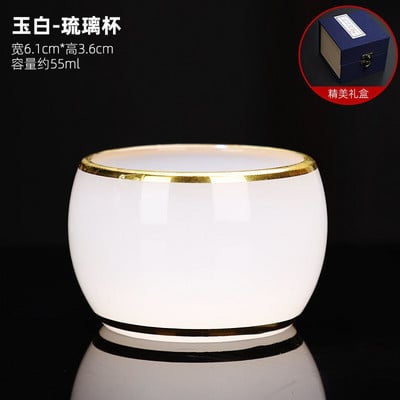 Arany berakásos Jade teáscsésze Jáde porcelán teáscsésze Színes mázas Sárkány Kupa Csúcsvonalú arany Buddha teáscsésze díszdobozban