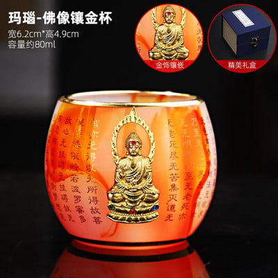 Arany berakásos Jade teáscsésze Jáde porcelán teáscsésze Színes mázas Sárkány Kupa Csúcsvonalú arany Buddha teáscsésze díszdobozban