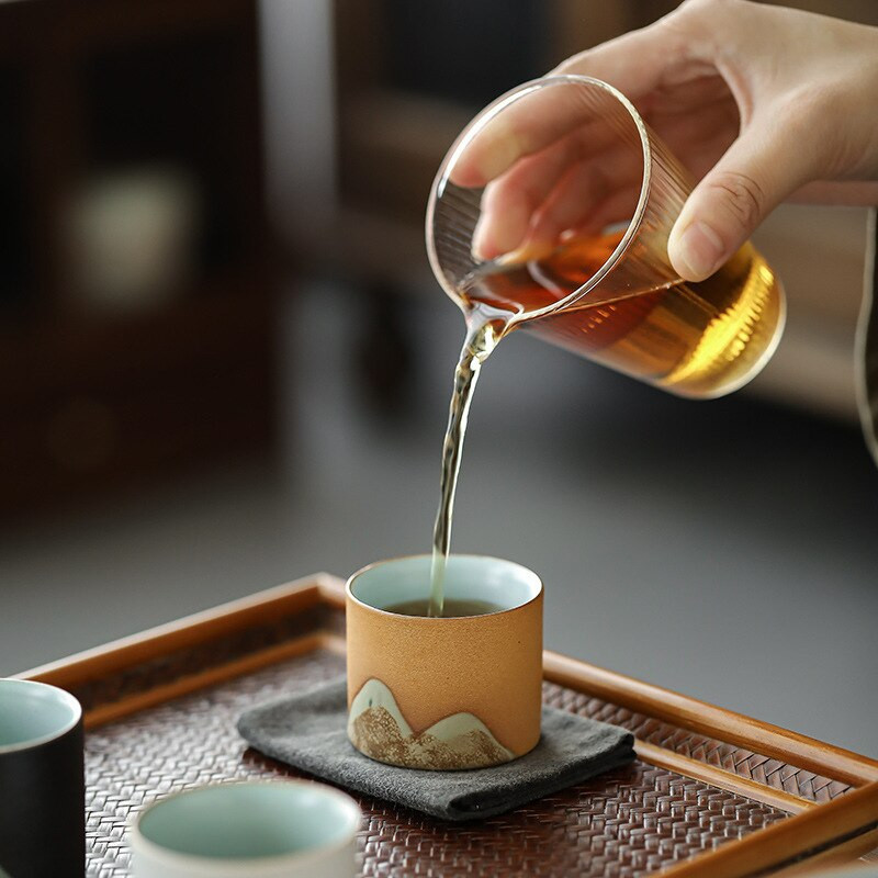 Glazură Pictură Peisaj Master Cup o singură ceașcă Gresie Ceramică Jian Zhan ceai cu ceai Bol de ceai Kung Fu Set de ceai Cana Cești de ceai