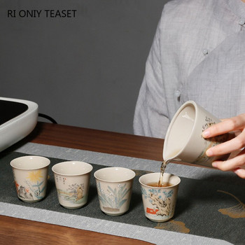Китайска традиционна керамична чаша за чай, преносима купа за чай за пътуване, домакински порцеланов сервиз за чай Pu\'er Tie Guanyin, ръчно изработена чаша за чай 60 ml