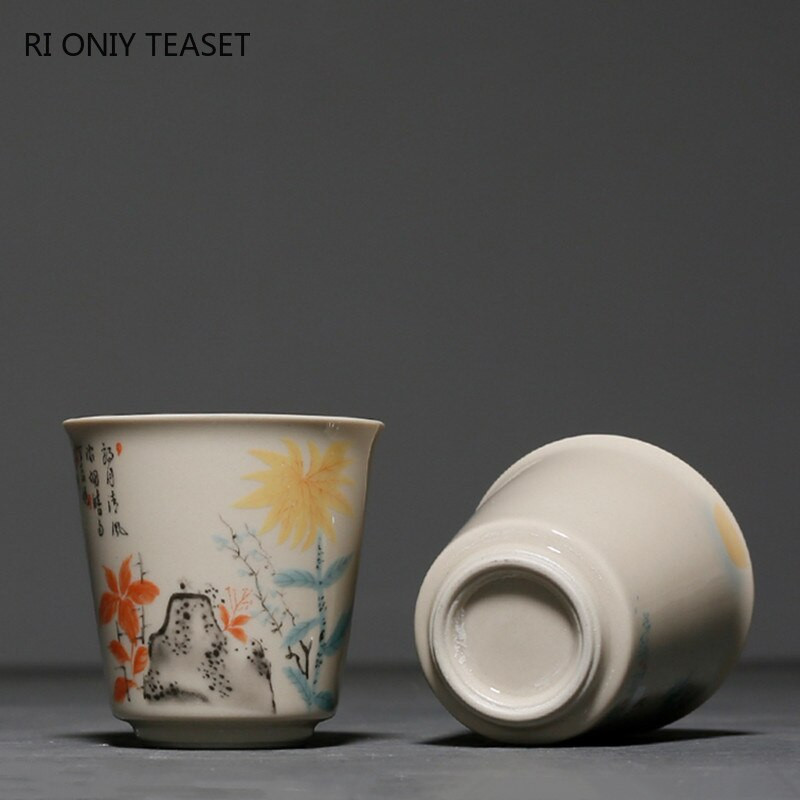 Tradicinis kinų keramikinis arbatos puodelis, nešiojamas kelioninis arbatos dubuo, buitinis porcelianinis arbatos rinkinys Pu'er Tie Guanyin rankų darbo arbatos puodelis 60 ml