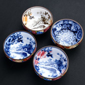 PINNY 160ML Jingdezhen plavo-bijele porculanske šalice za čaj Keramička kineska slika pejzaža Šalica za čaj Retro zdjela za čaj