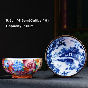 PINNY 160ML Jingdezhen plavo-bijele porculanske šalice za čaj Keramička kineska slika pejzaža Šalica za čaj Retro zdjela za čaj