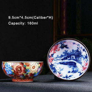 PINNY 160ML Jingdezhen plavo-bijele porculanske šalice za čaj Keramička kineska slika pejzaža Šalica za čaj Retro zdjela za čaj