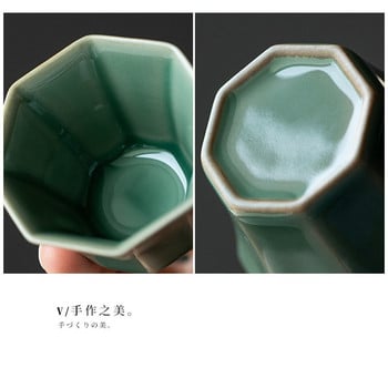 2PC/Комплект Yue Kiln Celadon Tea Cup Manual Creative Household Square Cup Single Small Master Cup Ceramic Kung Fu Tea Set Accessorie