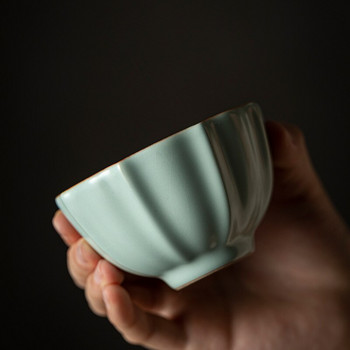 125ml Azure Porcelain Tea Bowl Χειροποίητο Ru Kiln Κεραμικό φλιτζάνι τσαγιού Lotus Petal Cup Kung Fu Tea Single Cup Ειδικά δώρα Master Cup