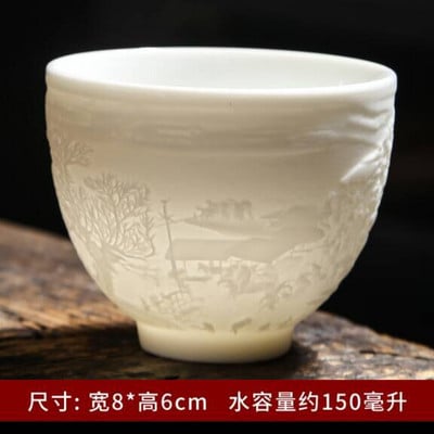 Teáskészlet birka zsíros jade teáscsésze Kung Fu teáscsésze Szív Szútra mester csésze fehér porcelán kerámia csésze egy csésze teástál ajándék csésze