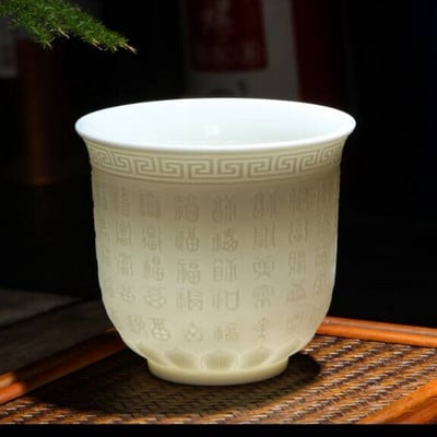 Teáskészlet birka zsíros jade teáscsésze Kung Fu teáscsésze Szív Szútra mester csésze fehér porcelán kerámia csésze egy csésze teástál ajándék csésze