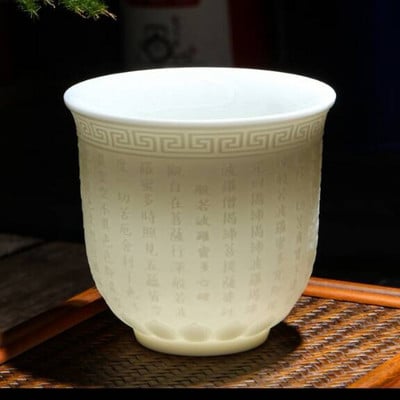 Teáskészlet birka zsíros jade teáscsésze Kung Fu teáscsésze Szív Szútra mester csésze fehér porcelán kerámia csésze egy csésze teástál ajándék csésze