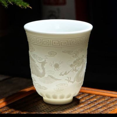 Teáskészlet birka zsíros jade teáscsésze Kung Fu teáscsésze Szív Szútra mester csésze fehér porcelán kerámia csésze egy csésze teástál ajándék csésze