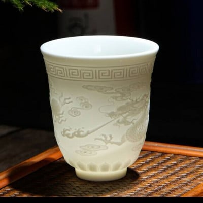 Teáskészlet birka zsíros jade teáscsésze Kung Fu teáscsésze Szív Szútra mester csésze fehér porcelán kerámia csésze egy csésze teástál ajándék csésze