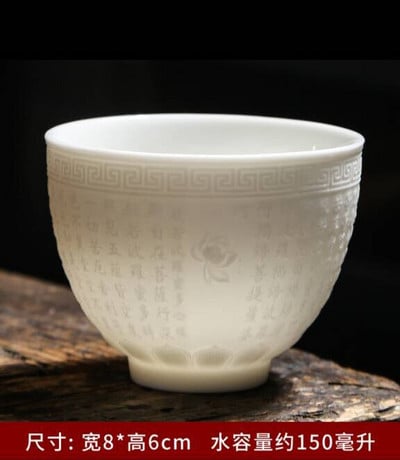 Teáskészlet birka zsíros jade teáscsésze Kung Fu teáscsésze Szív Szútra mester csésze fehér porcelán kerámia csésze egy csésze teástál ajándék csésze