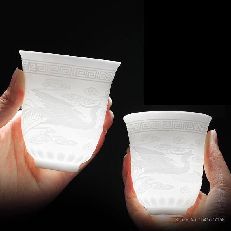 Teáskészlet birka zsíros jade teáscsésze Kung Fu teáscsésze Szív Szútra mester csésze fehér porcelán kerámia csésze egy csésze teástál ajándék csésze