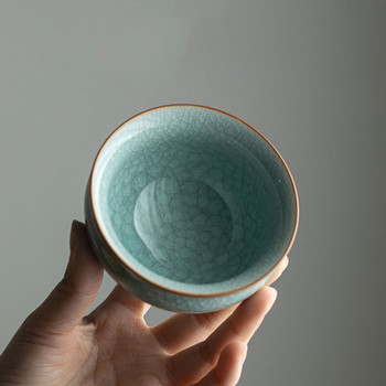 Китайска ръчно изработена ледена напукана чаша за чай Керамична майсторска чаша Домакинска ру пещ Порцеланова чаша за чай Фрост Цвете Лична купа за чай Чаени съдове