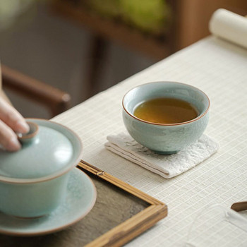 Κινεζικό χειροποίητο φλιτζάνι τσαγιού με σπασμένο πάγο Κεραμικό Master Cup Household Ru Kiln Porcelain Cup Frost Flower Personal Tea Bowl Teaware