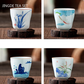 2 бр. Ръчно рисувана домакинска керамична чаша за чай, лична специална бяла порцеланова чаша за чай, малка купа за чай в китайски стил