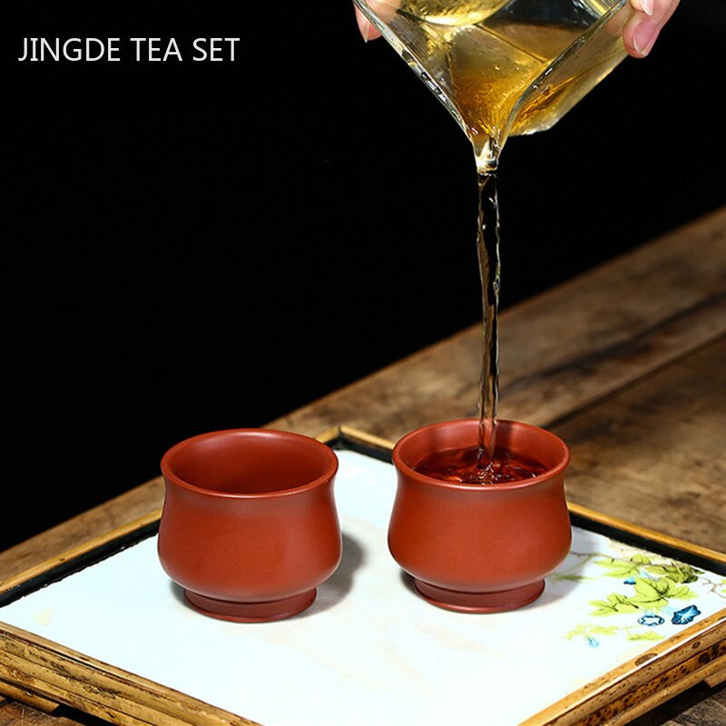 2 vnt Boutique Zisha Dahongpao arbatos puodelis Nešiojamas arbatos dubuo meistro puodelis Rankų darbo purpurinio molio arbatos puodeliai Kinijos arbatos rinkinio priedai
