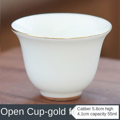 Birka zsíros jáde fehér porcelán teáscsésze Kínai kung fu teáskészlet Kerámia mesterpohár körvonala arany háztartási teáscsésze vizes csésze