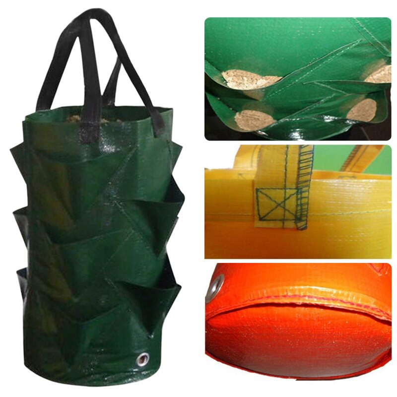 Торба за градинско засаждане Чанта за отглеждане на ягоди 3L Вертикална торба за цветя и билки с няколко устата, торба за сеене на домати