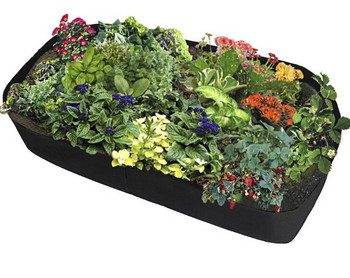 1 τεμ. Υφασμάτινο Υπερυψωμένο Κρεβάτι Κήπου Τετράγωνο Σακούλα Λουλούδι Κήπου Τσάντα Φύτευσης Λαχανικών Τσάντα Φύτευσης Γλάστρα με Λαβές για Φυτά Λουλούδι