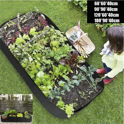 1 db Szövet emelt kerti ágy Négyzet alakú kerti virágtermesztő táska Zöldségültető táska Ültető edény fogantyúkkal virágokhoz