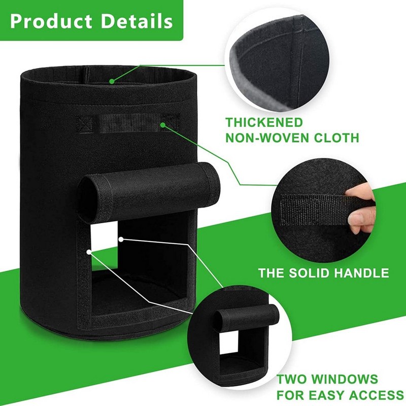 Bulvių auginimo maišeliai Augalų auginimo maišeliai 10 galonų Didelės apkrovos storinti auginimo maišai Sodo daržovių sodintuvas su rankenomis