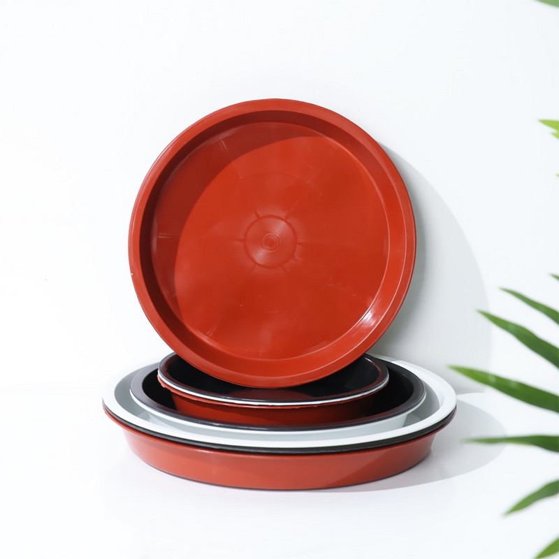 3 vnt. plastikinės patvarios augalų lėkštės, apvalios, didelės talpos lašinimo padėklai gėlių vazonai, plastikiniai padėklų lėkštės vidaus lauko sodo reikmenys