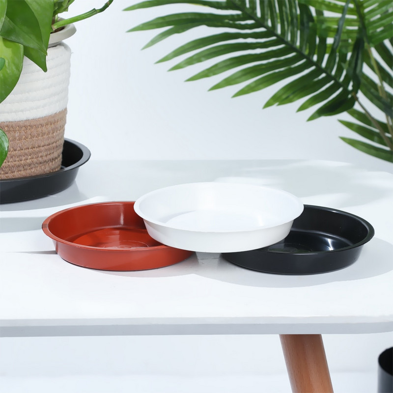 3 vnt. plastikinės patvarios augalų lėkštės, apvalios, didelės talpos lašinimo padėklai gėlių vazonai, plastikiniai padėklų lėkštės vidaus lauko sodo reikmenys