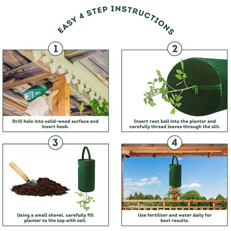 Saci de cultivare pentru tomate, agățat cu pâslă multifuncțională, jardinier cu capsuni, legume, flori, saci de cultivare, ghiveci de grădină