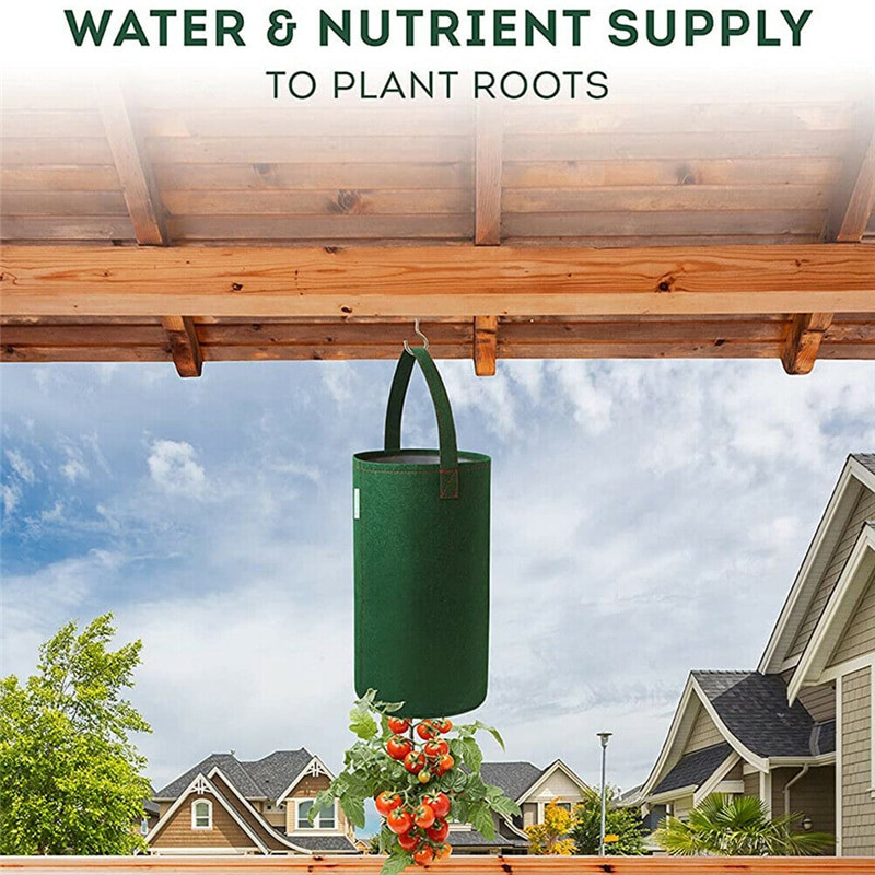 Saci de cultivare pentru tomate, agățat cu pâslă multifuncțională, jardinier cu capsuni, legume, flori, saci de cultivare, ghiveci de grădină