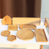 Bambuko apvalūs kvadratiniai dubenys Lėkštės sukulentams Puodai Padėklai Pagrindas Stovas Sodo dekoras Namų dekoravimas Amatai