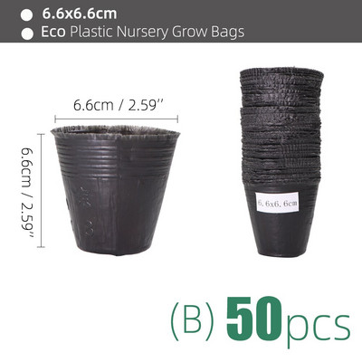 15 méretű PE műanyag ültetési táska Fekete faiskolai cserepek szellőzőnyílásokkal, alkalmas kis nagy kertben virágos gyümölcs-zöldség termesztésre