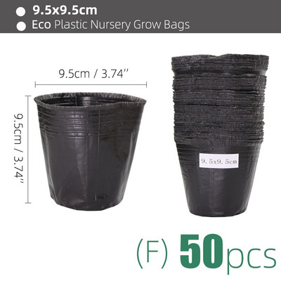 15 méretű PE műanyag ültetési táska Fekete faiskolai cserepek szellőzőnyílásokkal, alkalmas kis nagy kertben virágos gyümölcs-zöldség termesztésre