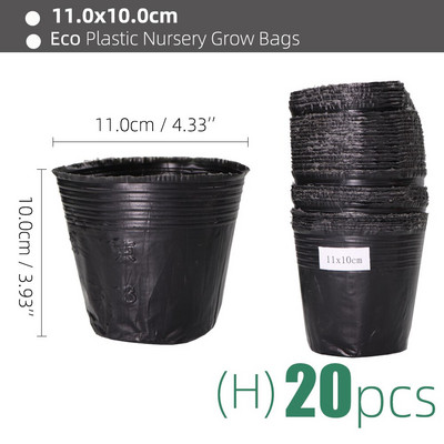 15 méretű PE műanyag ültetési táska Fekete faiskolai cserepek szellőzőnyílásokkal, alkalmas kis nagy kertben virágos gyümölcs-zöldség termesztésre