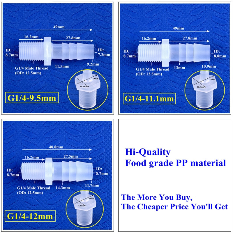 5 ~ 200 buc G1/8 1/4 filet la 2,8 ~ 12 mm PP Pagoda conector direct acvariu rezervor de aer adaptor pompă sistem de irigare țeavă furtun îmbinare