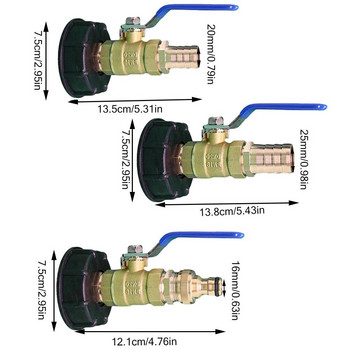 Αντάπτορας IBC Tank S60X6 σε σίδερο ορείχαλκο Βαλβίδα αντικατάστασης βρύσης DN60 Προσαρμογέας σωλήνα χονδροειδούς σπειρώματος Garden Connectors Water Προσαρμογέας αποστράγγισης
