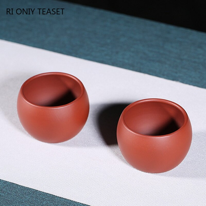2 db/készlet Yixing Purple Clay teáscsésze kézzel készített teástál Pu'er Master Cup kínai teáskészlet tartozékok Dahongpao Authentic 80ml