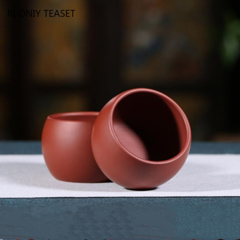 2 db/készlet Yixing Purple Clay teáscsésze kézzel készített teástál Pu'er Master Cup kínai teáskészlet tartozékok Dahongpao Authentic 80ml