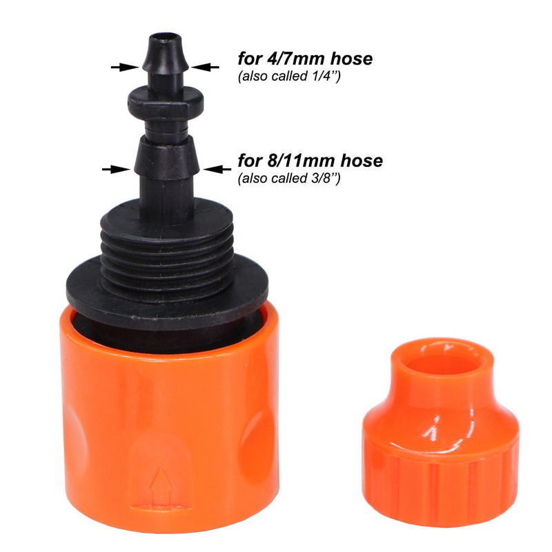 2 buc. Adaptor rapid 1/4'' 3/8'' Cuplaj Conector pentru tuburi de robinet ghimpat 4/7mm 8/11mm pentru irigarea prin picurare pentru udarea grădinii seră