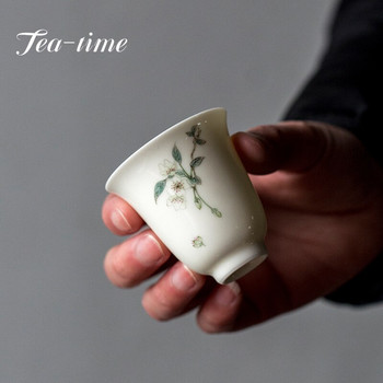 50ml Φλιτζάνι τσαγιού από πορσελάνη από βερίκοκο λευκό γλάσο ζωγραφισμένα στο χέρι Κεραμικά φλιτζάνια λουλουδιών Begonia Thin Tire Bowl Kung Fu Tea Set Master Cup