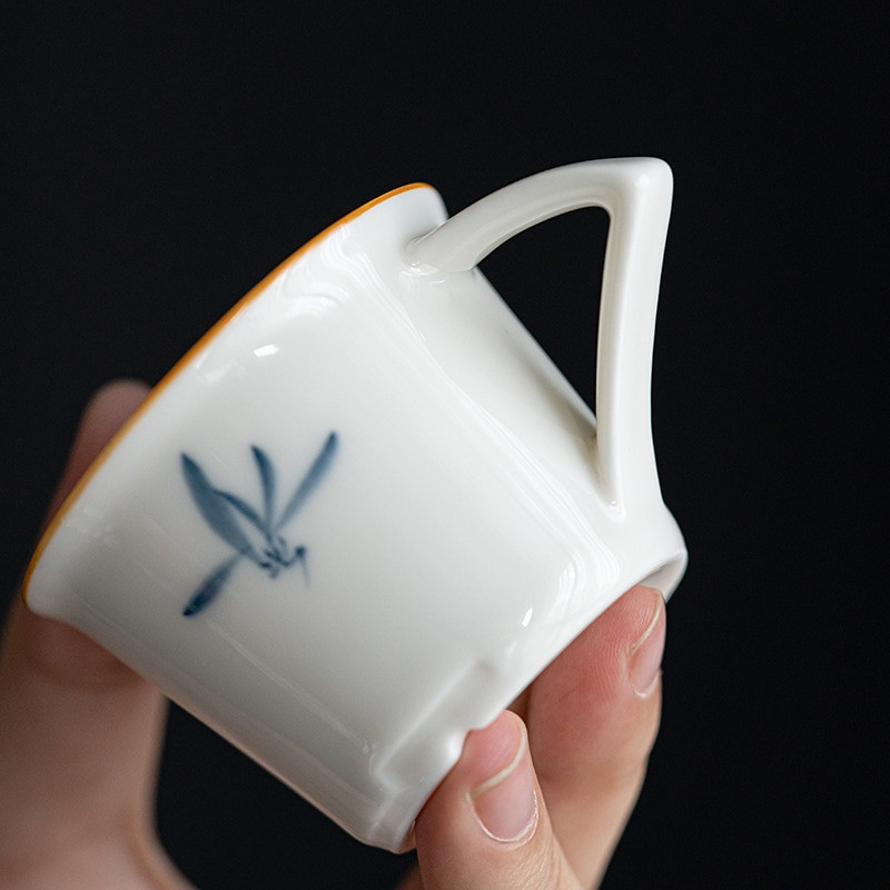 55 ml grynas rankomis dažytas drugelis orchidėjas mažas viengubas arbatos puodelis buitinis keraminis nuo nuplikimo pagrindinis puodelis japoniškas kung fu arbatos indas