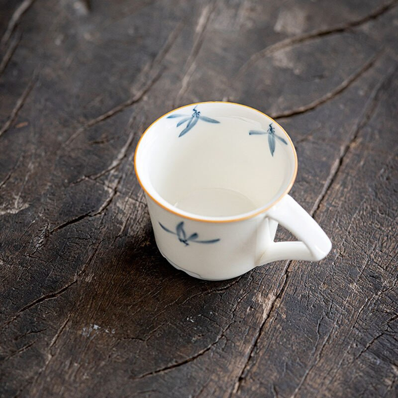 55 ml grynas rankomis dažytas drugelis orchidėjas mažas viengubas arbatos puodelis buitinis keraminis nuo nuplikimo pagrindinis puodelis japoniškas kung fu arbatos indas