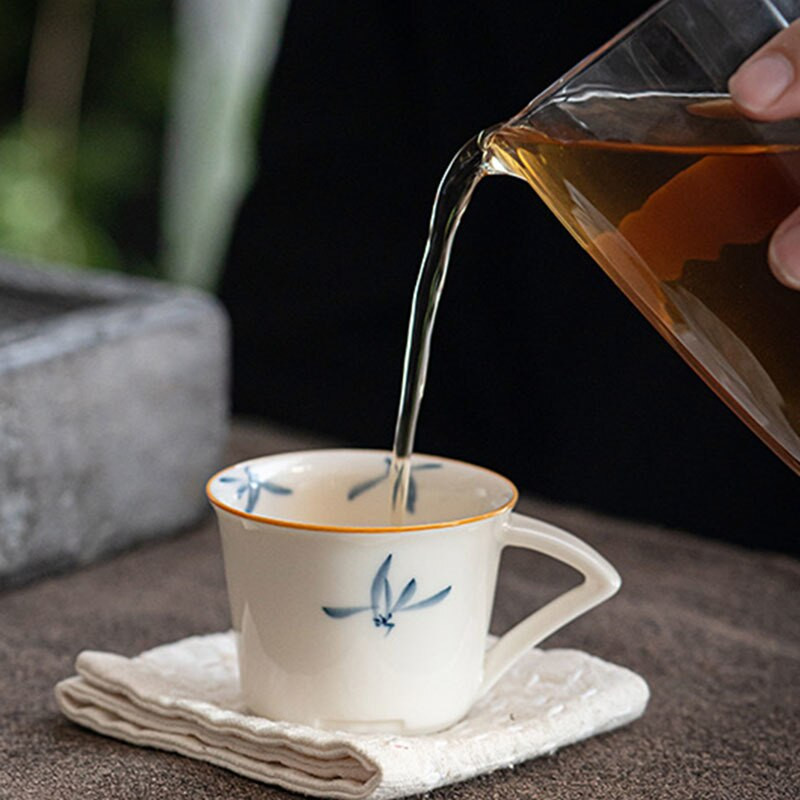 55 ml grynas rankomis dažytas drugelis orchidėjas mažas viengubas arbatos puodelis buitinis keraminis nuo nuplikimo pagrindinis puodelis japoniškas kung fu arbatos indas