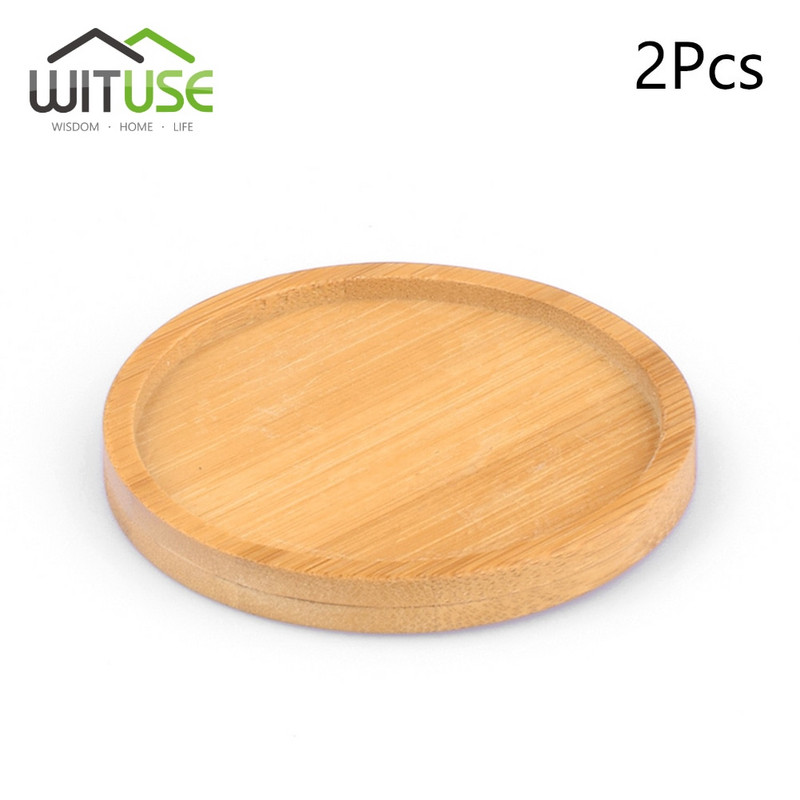 1PC 14 Дизайнерски държач за саксия Месеста подложка за бонсай Бамбукова тава Дървена тава за саксия Декорация за домашен офис Саксии Саксии Поставка за мат