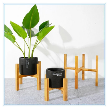 Дървена стойка за цветя с четири крака, здрава, издръжлива, безплатна стойка за бонсай, домашна тава, саксия, бамбуков дисплей, държач за рафтове, декор за растения Gard O5S3