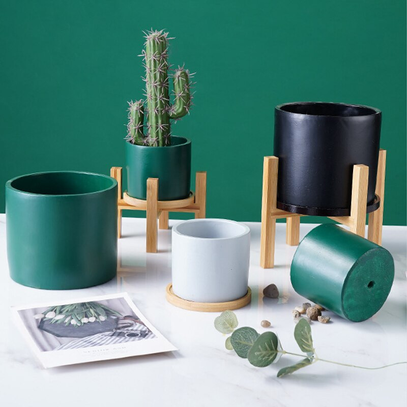 Suport de flori din lemn cu patru picioare Puternic, durabil, gratuit, suport pentru bonsai, tavă de acasă, oală, suport pentru raft de afișare din bambus, pentru decorarea plantelor Gard O5S3