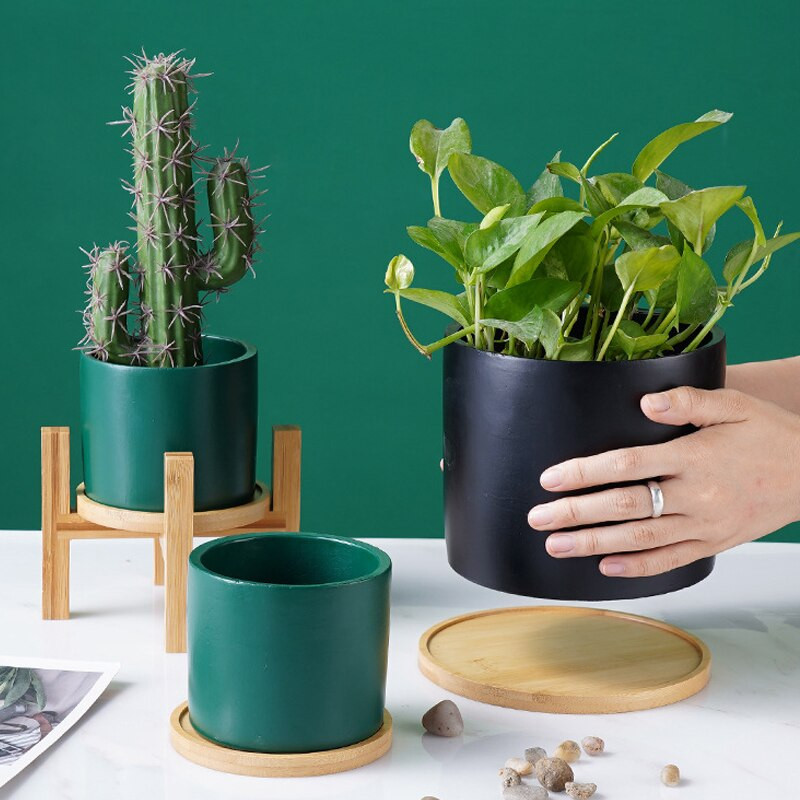 Suport de flori din lemn cu patru picioare Puternic, durabil, gratuit, suport pentru bonsai, tavă de acasă, oală, suport pentru raft de afișare din bambus, pentru decorarea plantelor Gard O5S3