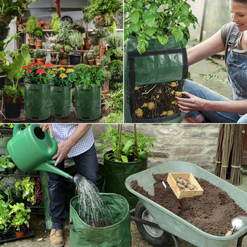 12 галона чанта за растеж на картофи чанта за отглеждане на зеленчуков лук Платени чанти градинска саксия за разсад чанта за отглеждане на растения Ферма инструмент