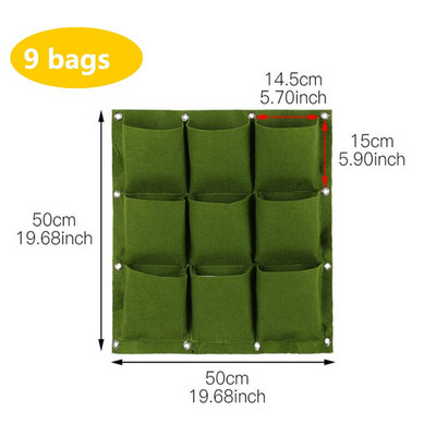 2/4/9 buzunare saci verticali de grădină pentru plante agățate pe perete ghivece pentru plantare, verde, negru, plantator de cultivare, consumabile pentru grădinărit