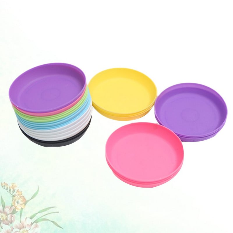 20 vnt Sultingų augalų vazonų lėkštė Apvalus plastikinis padėklas vazono vandens lėkštė sodo balkonui (atsitiktinė spalva)